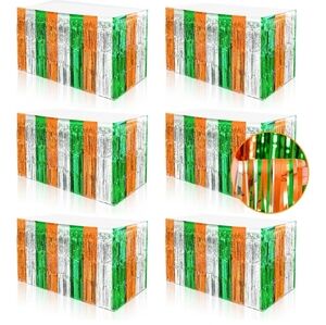 6 Pcs 29.5'' X 108'' St. Patrick's Day Table Skirts Party Decorations Metallic
